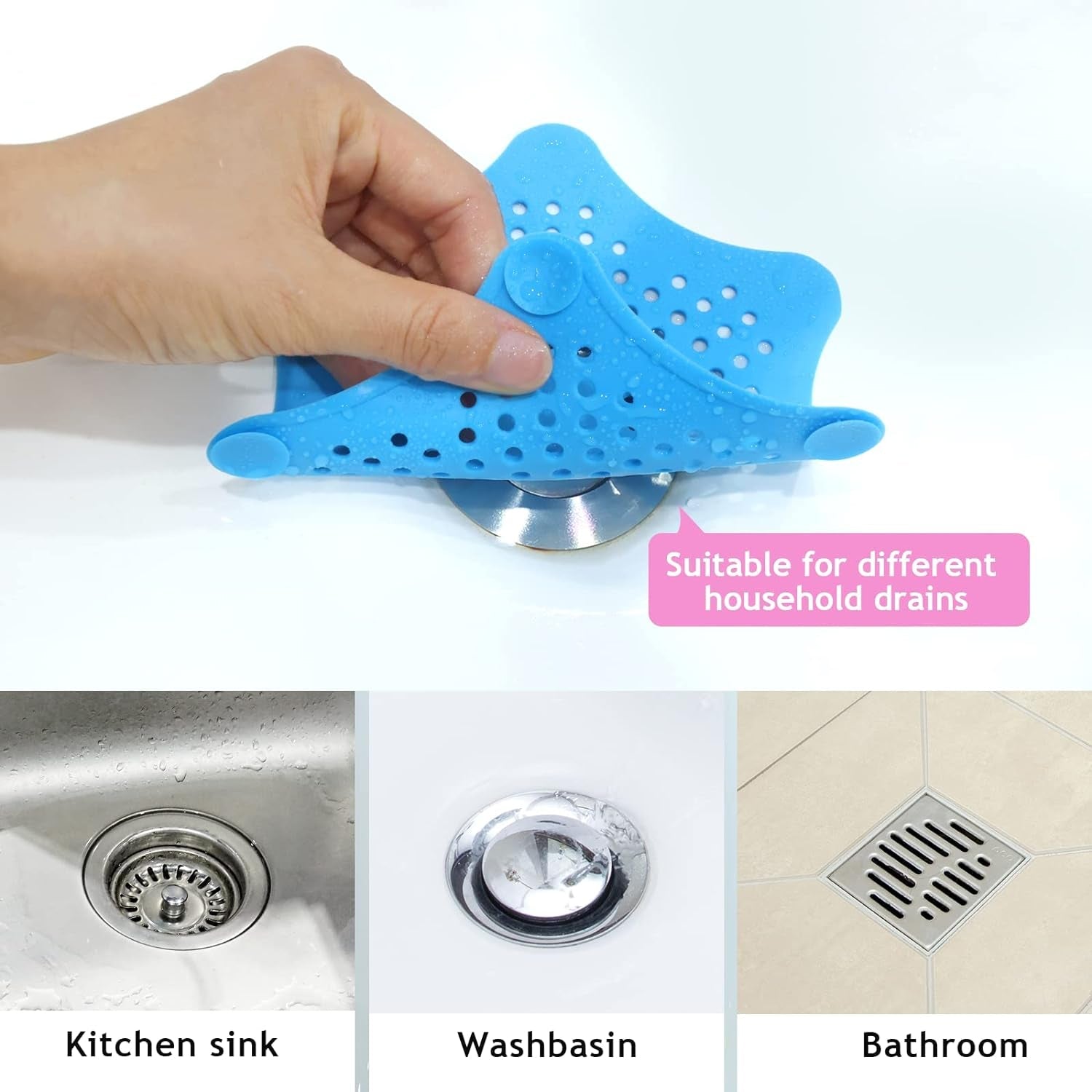 Star Shape Suction Cup Kitchen Bathroom Sink Drain Strainer Hair Stopper Filter, Star Shaped Sink Filter Bathroom Hair Catcher, Drain Strainers Cover Trap Basin (1 Pc) Star Shape Suction Cup Kitchen Bathroom Sink Drain Strainer Hair Stopper Filter, Star Shaped Sink Filter Bathroom Hair Catcher, Drain Strainers Cover Trap Basin (1 Pc)